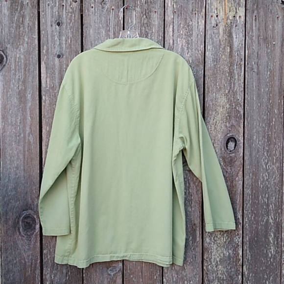 Light Green Cotton Duster Jacket Topper - Picture 5 of 7